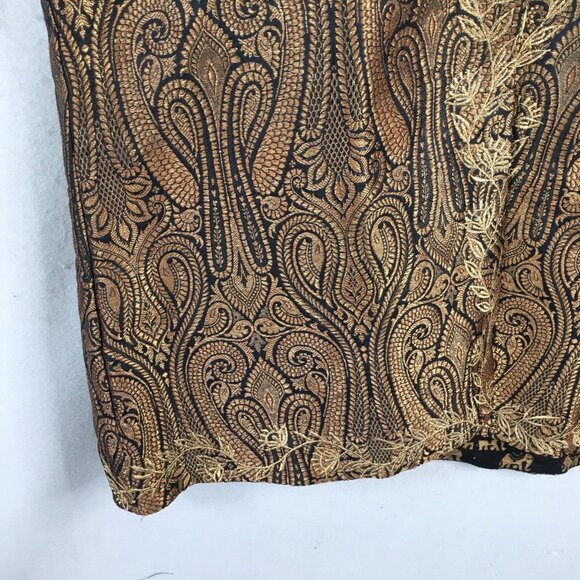 Sue.Anu Jacket Womens Large Black Gold Elephants Silk Hand Stamped Sartor Lal - Picture 11 of 16